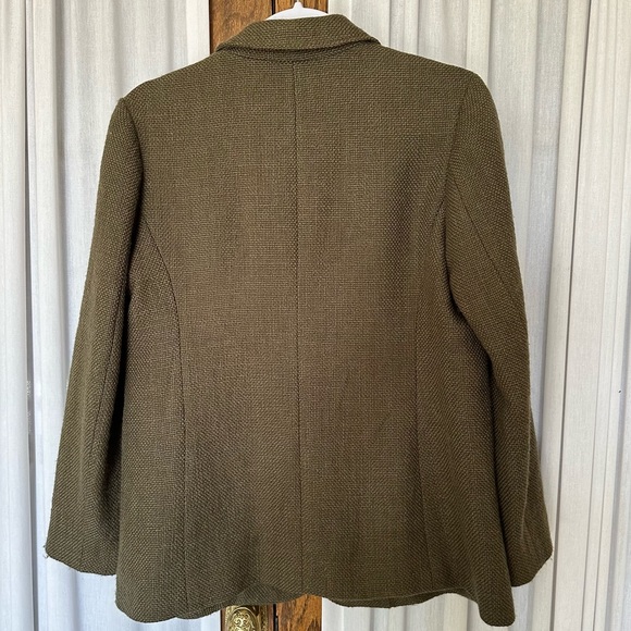 J. Jill Olive Wool Blend Tweed Relaxed Blazer Jacket - Picture 4 of 12
